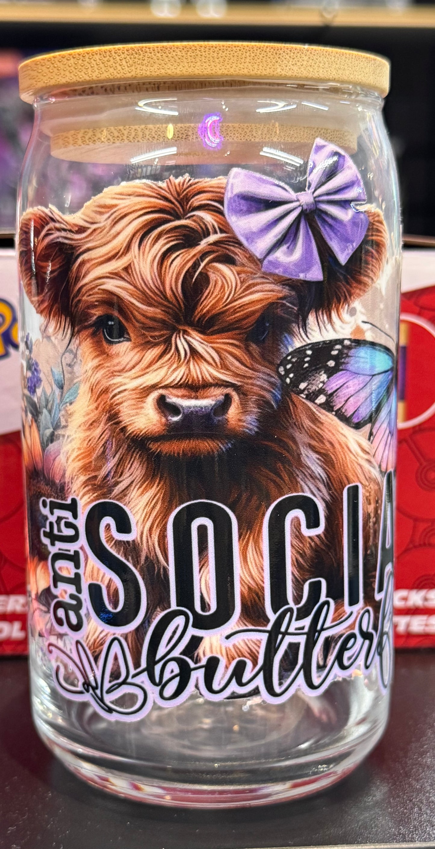 Anti-Social Cow Glass Tumbler
